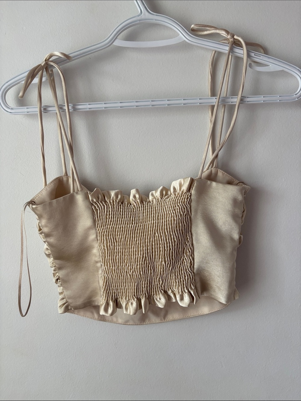 Tie-Shoulder Satin Cami Top in Champagne - Picture 2 of 2